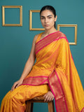 Orange Premium Soft Silk Saree Gold Zari Woven Saree Contrast Pallu Festive Saree With Blouse
