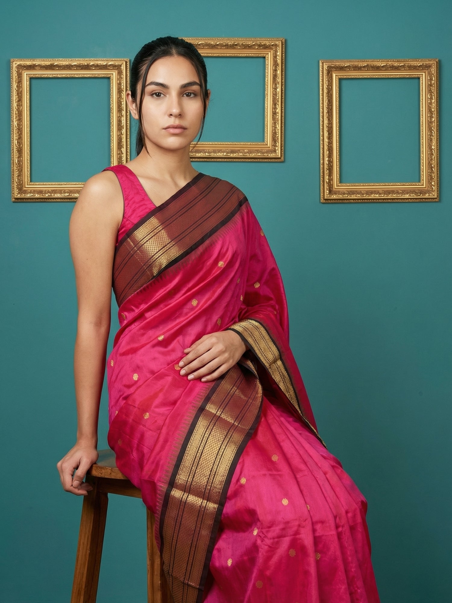 Pink Premium Soft Silk Saree Gold Zari Woven Saree Contrast Pallu Festive Saree With Blouse