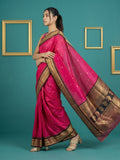 Pink Premium Soft Silk Saree Gold Zari Woven Saree Contrast Pallu Festive Saree With Blouse
