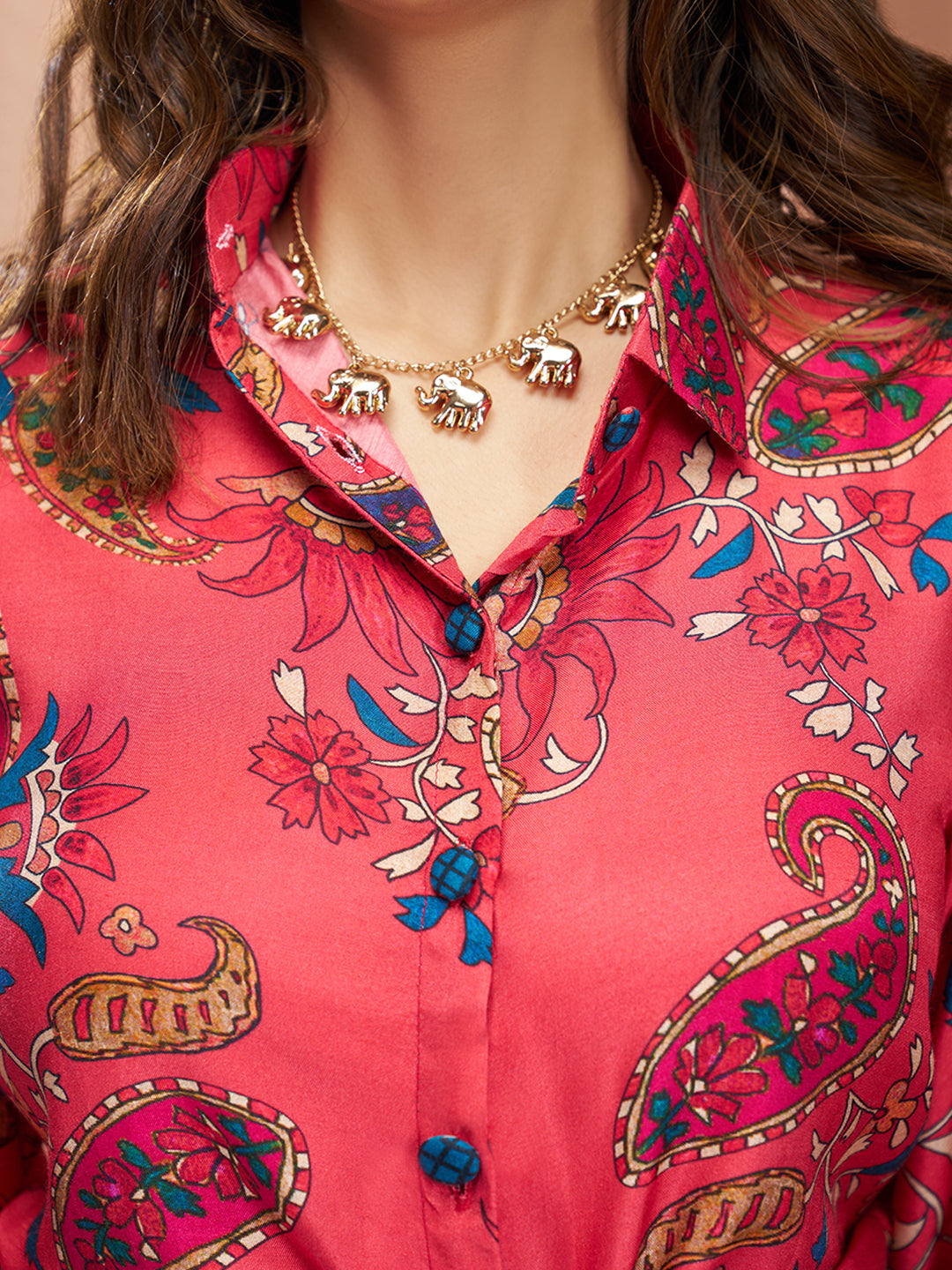 Coral Pink Pure Muslin Silk Designer Co-Ord Set for Women