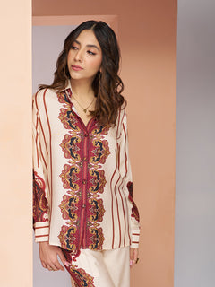 Premium Cream Pure Muslin Silk Co-Ord Set for Women