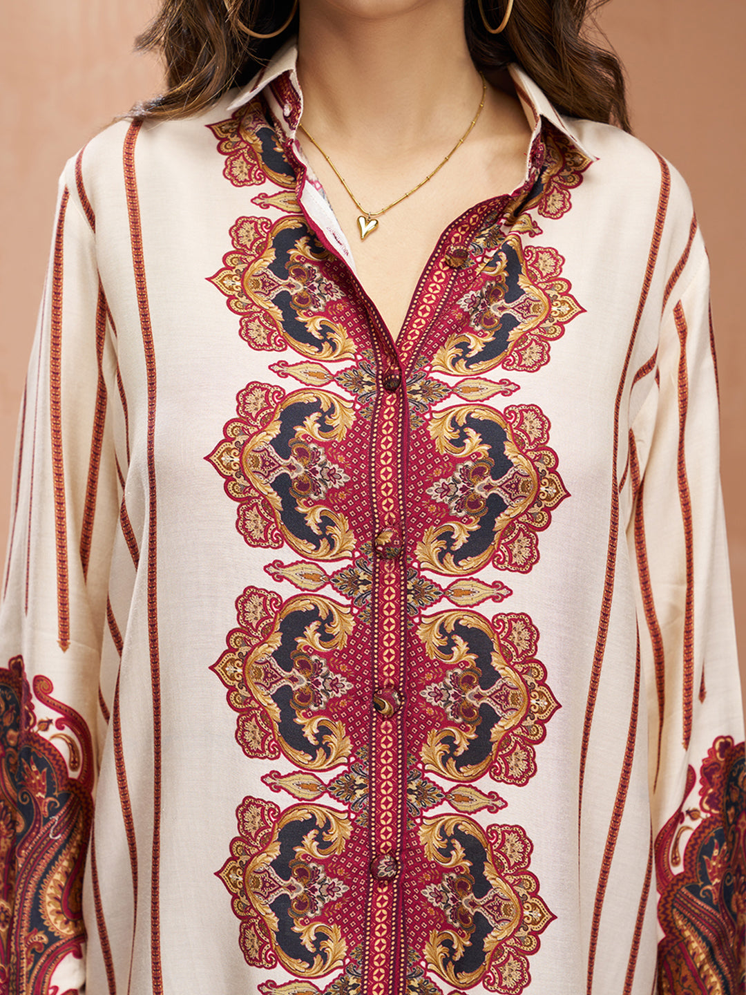 Premium Cream Pure Muslin Silk Co-Ord Set for Women