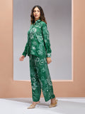 Dark Green Designer Pure Muslin Silk Floral Co-Ord Set for Women