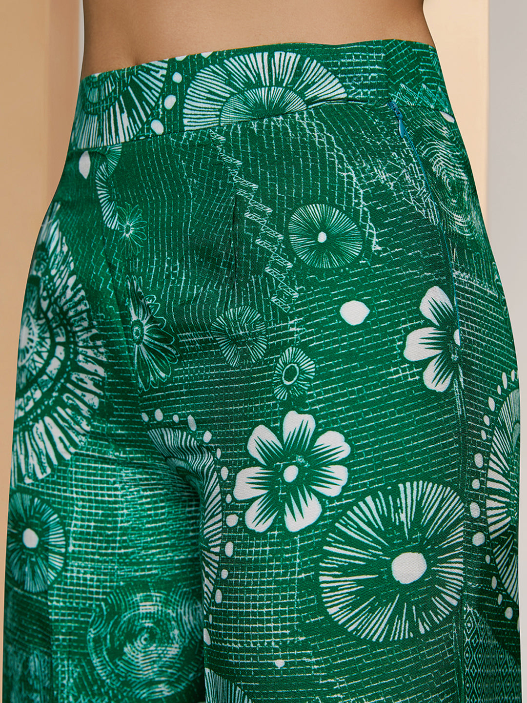 Dark Green Designer Pure Muslin Silk Floral Co-Ord Set for Women