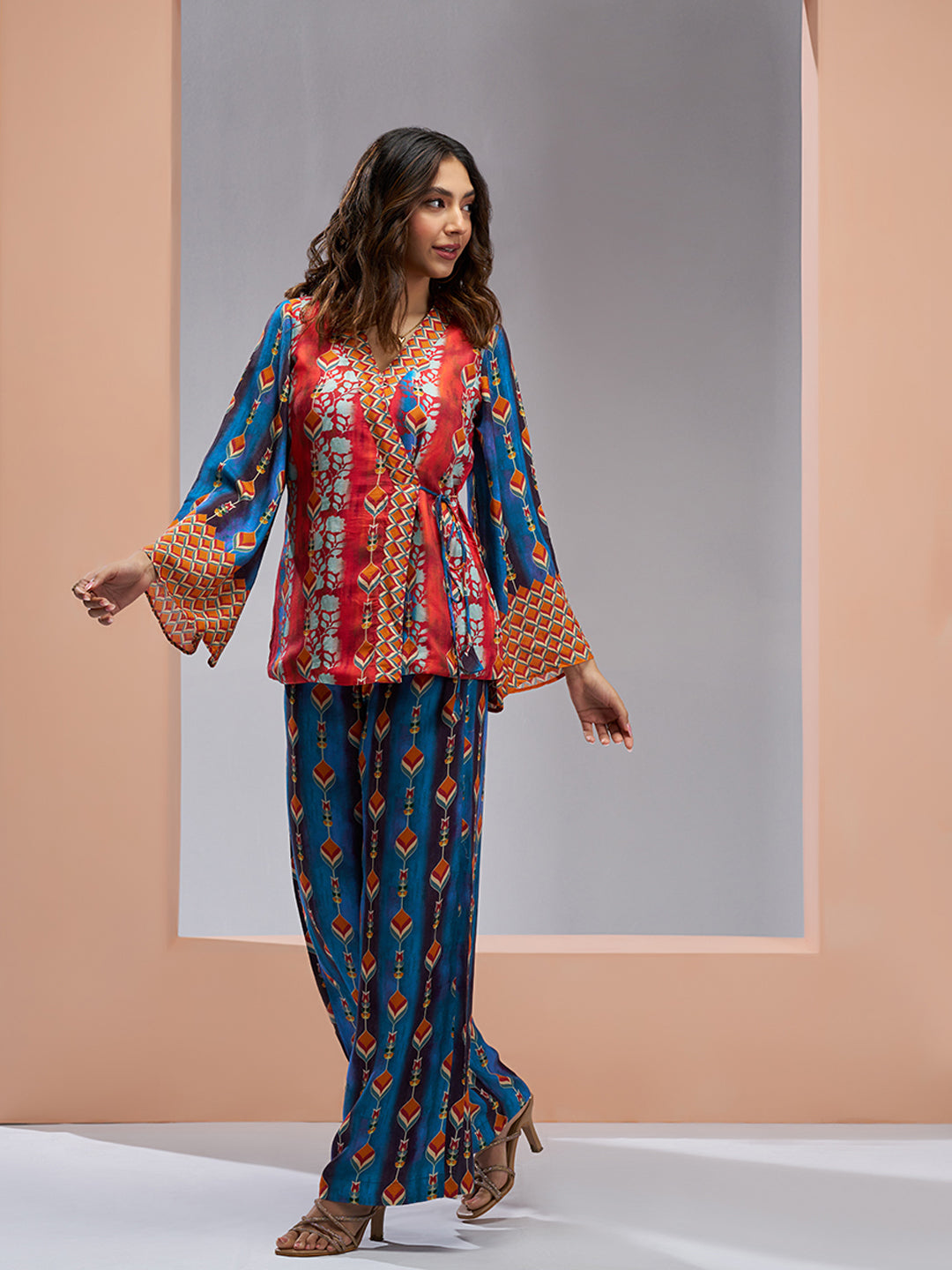 Navy Blue Luxury Muslin Silk Designer Co-Ord Set for Women