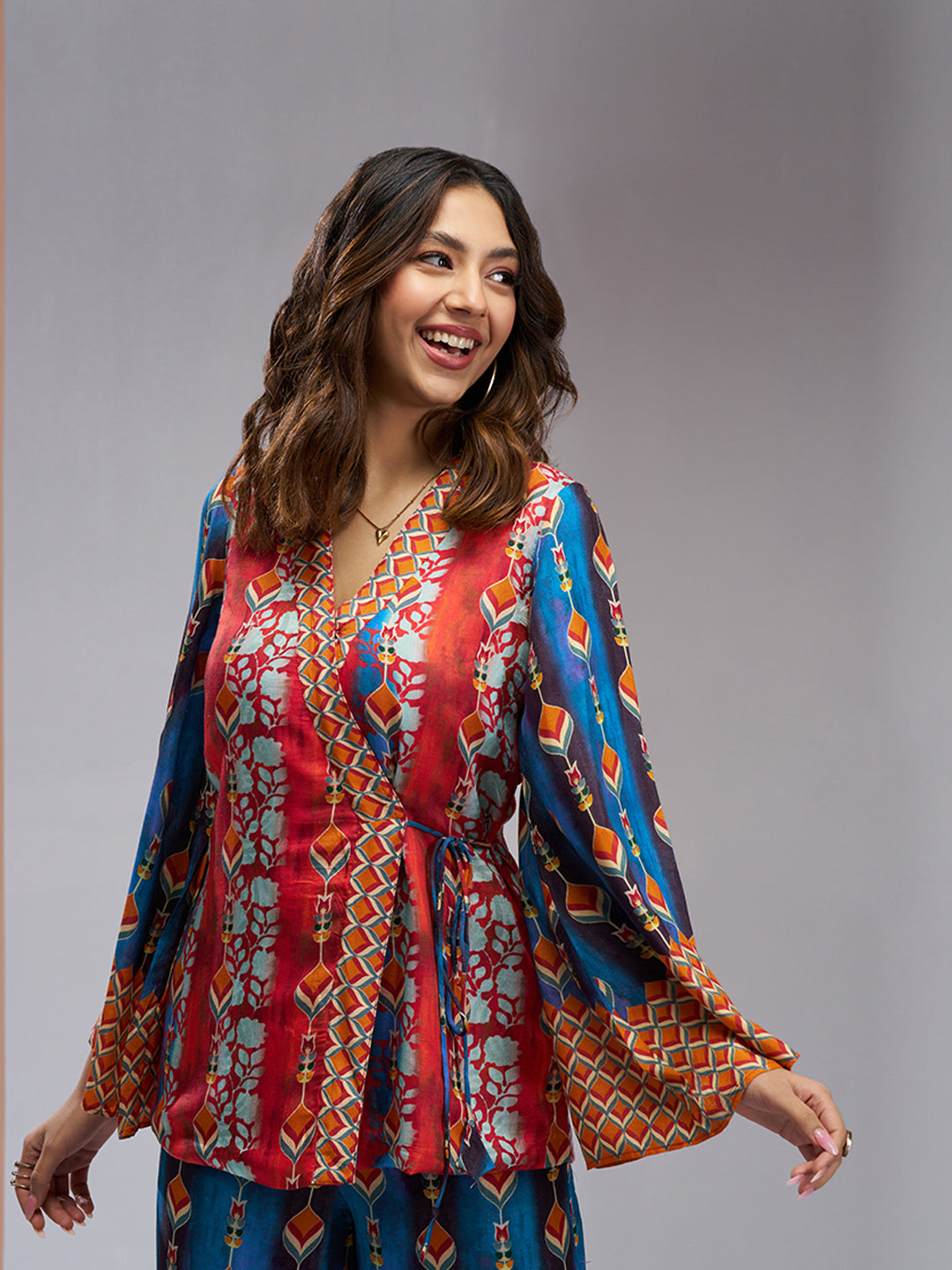 Navy Blue Luxury Muslin Silk Designer Co-Ord Set for Women