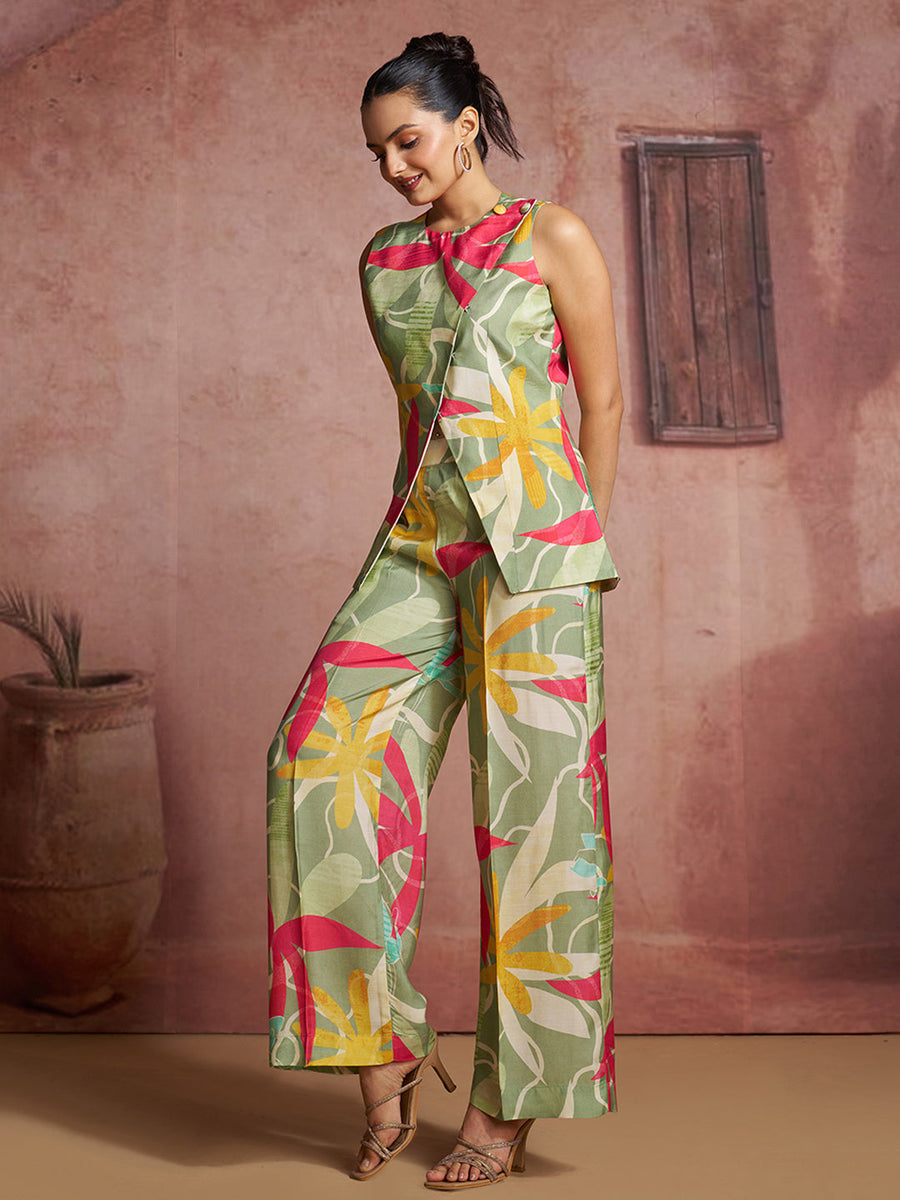Premium Pure Muslin Silk Floral Co-Ord Set for Women