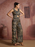 Black Partywear Pure Muslin Silk Printed Designer Jumpsuit