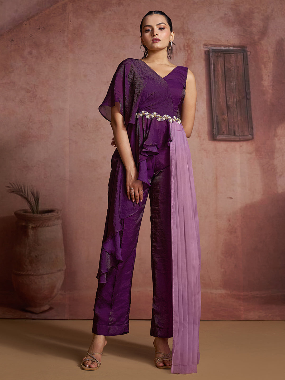 Premium Wine Organza Co-Ord Set with Elegant Luxury Look