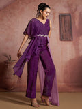 Premium Wine Organza Co-Ord Set with Elegant Luxury Look