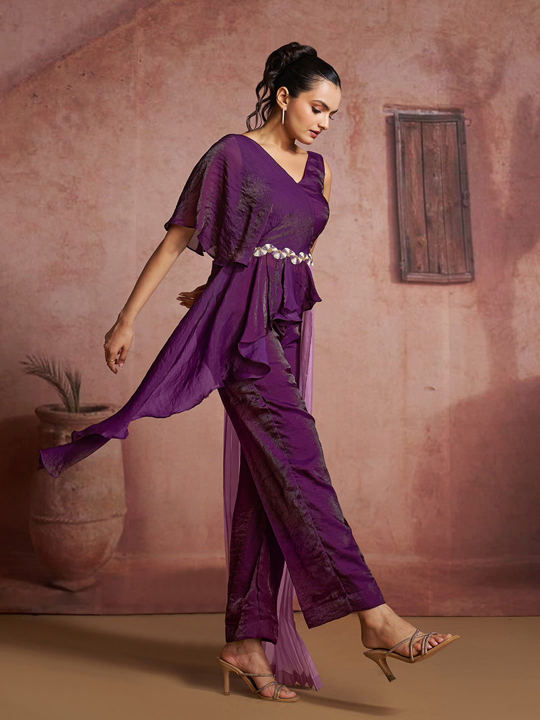 Premium Wine Organza Co-Ord Set with Elegant Luxury Look