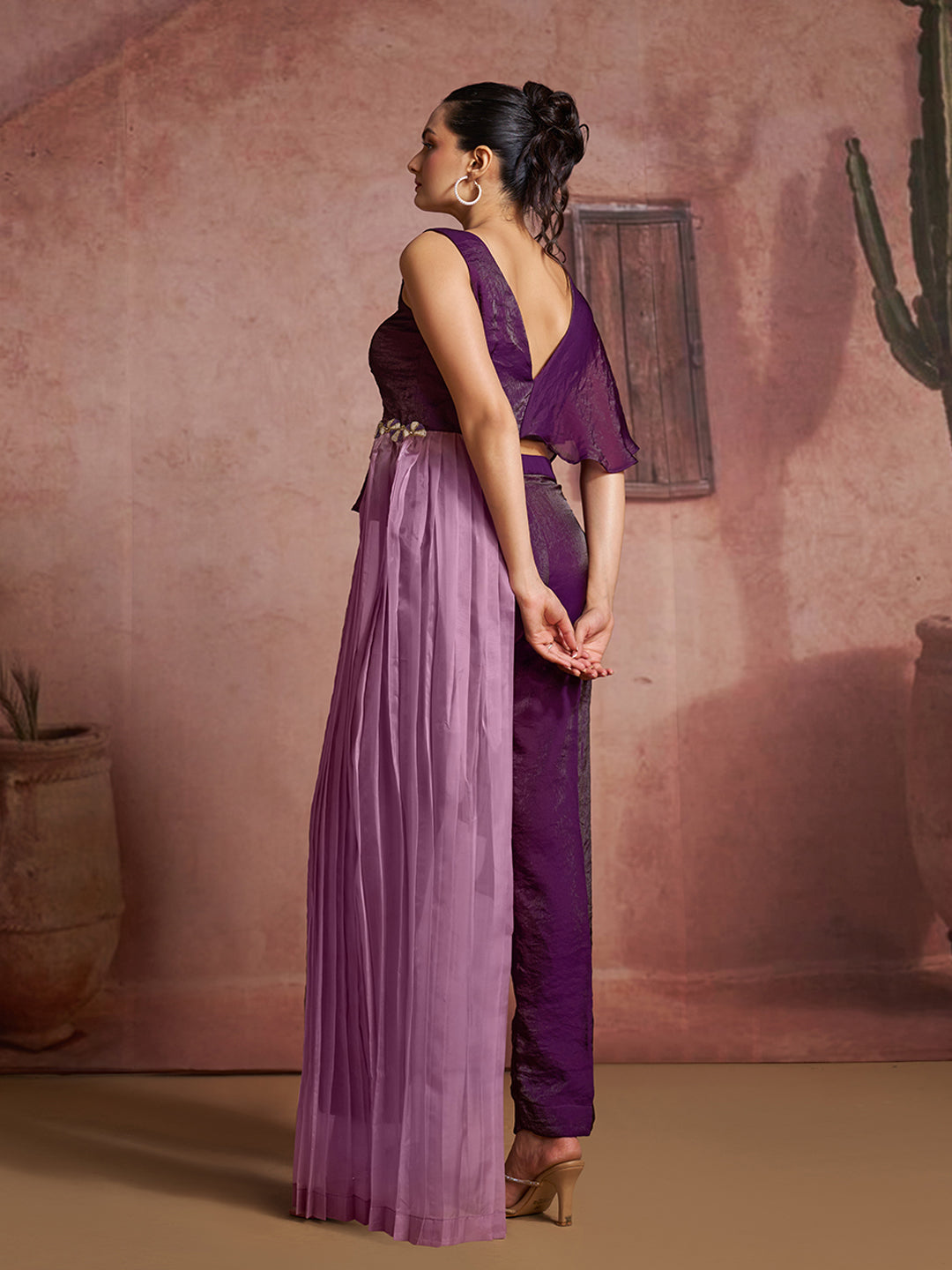 Premium Wine Organza Co-Ord Set with Elegant Luxury Look