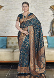 Deep Blue Banarasi Jaal Katan Silk Zari Woven Saree