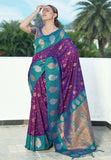 Warm Purple Soft Silk Contrast Zari Woven Saree