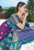 Warm Purple Soft Silk Contrast Zari Woven Saree