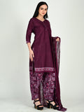 Wine Cotton Blend Printed Ready to Wear Patiala Salwar Suit
