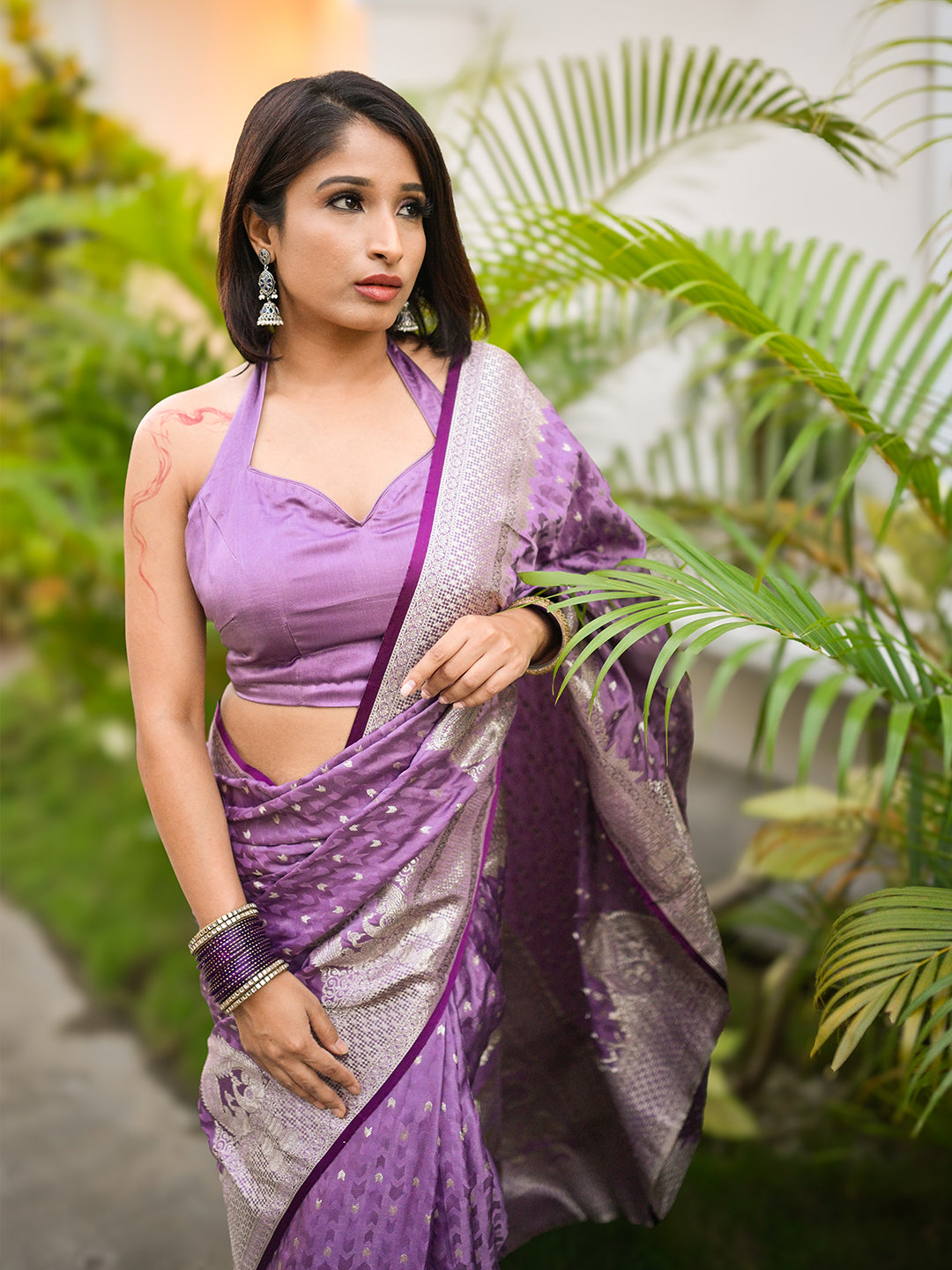 Sunita in our Banarasi Satin Silk Zari Woven Saree