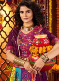 Digital printed multi-color lehenga with mirror work

