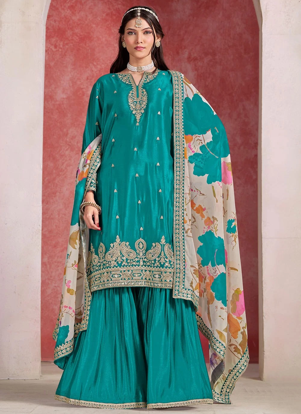 Premium Green Party Wear Palazzo Suit for Women