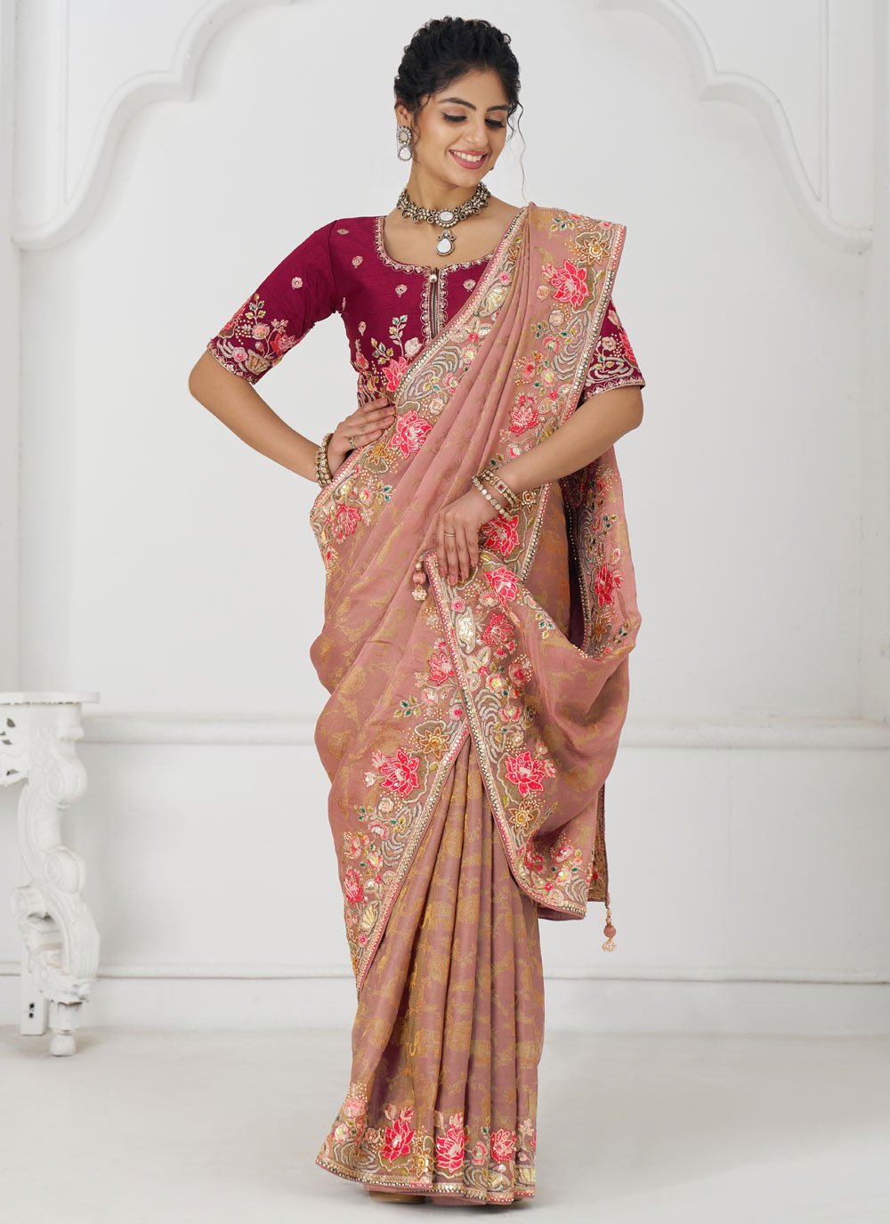 Perfect for festive wear, wedding functions, and receptions sarees
