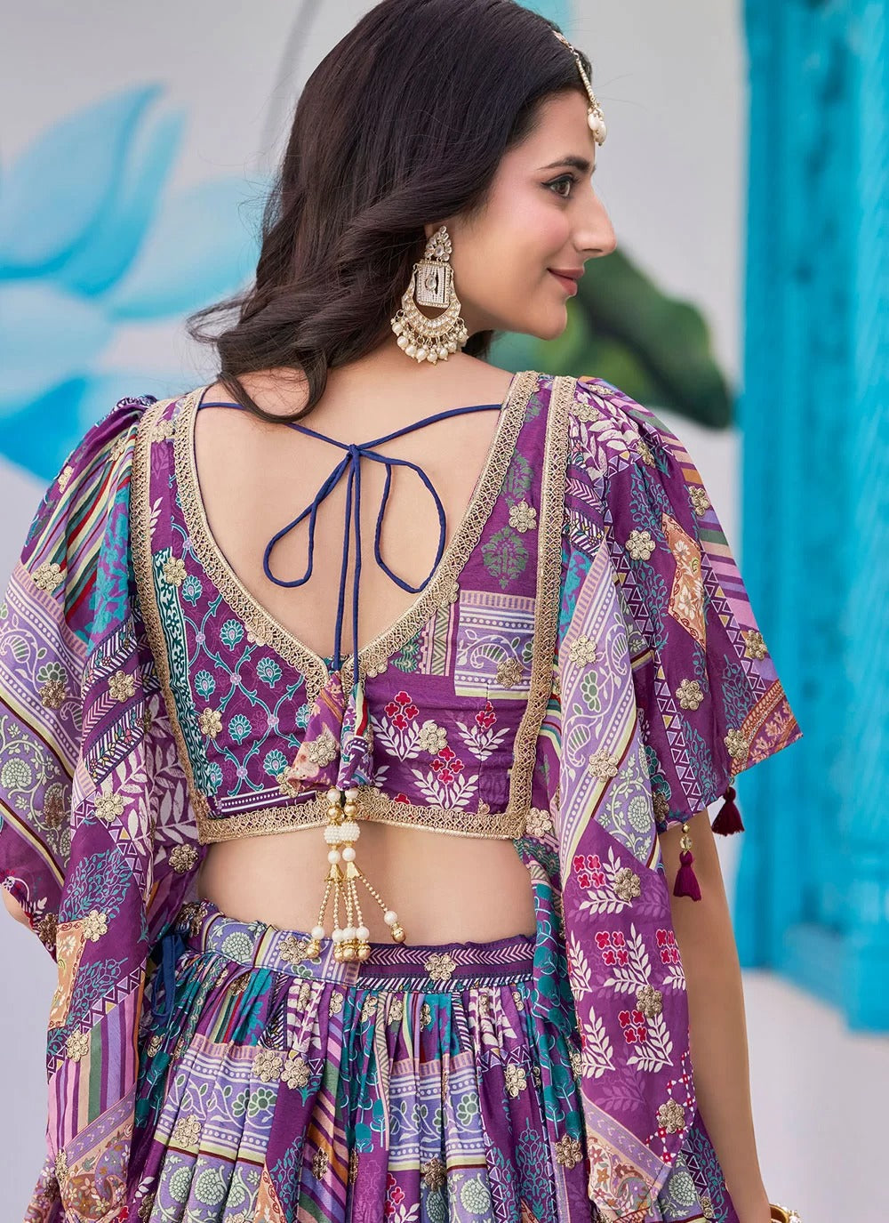 Purple Chinnon Silk Embroidered Engagement Lehenga Choli with Chiffon Dupatta