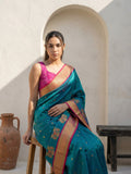 traditional paithani saree with peacock panel border design