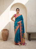 rama green paithani soft silk saree with zari woven polka motifs