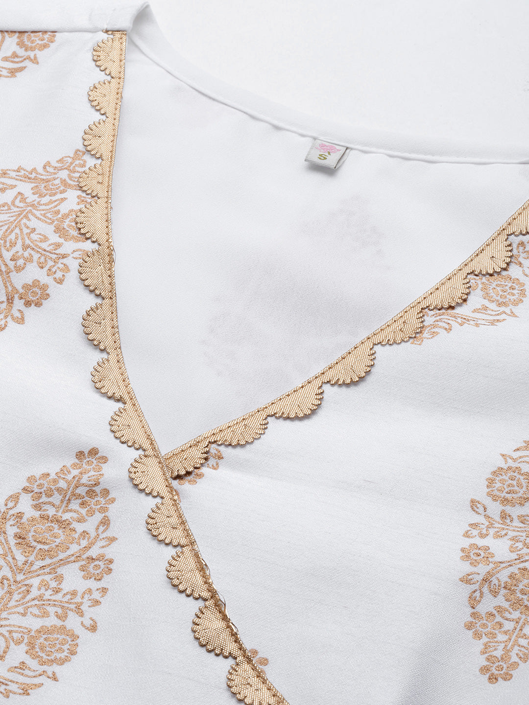 Women's White Poly Silk Printed Tunic