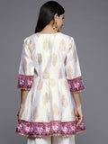 Women's White Poly Silk Printed Tunic