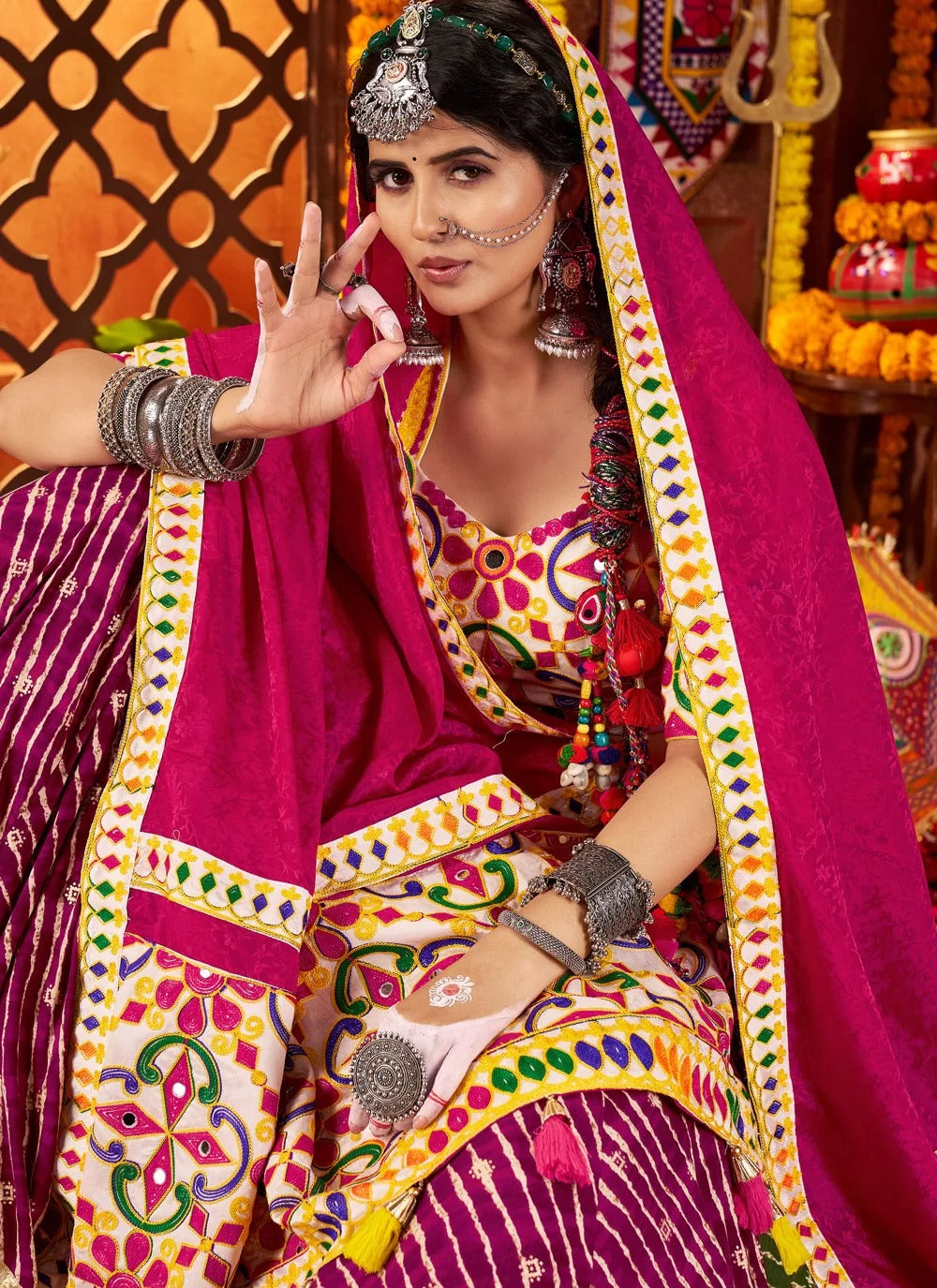 Viscose cotton lehenga with 9-meter flair