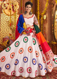 Graceful White Mirror Work Chaniya Choli for Navratri