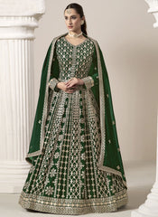 Stylish Green Wedding Anarkali with Dupatta