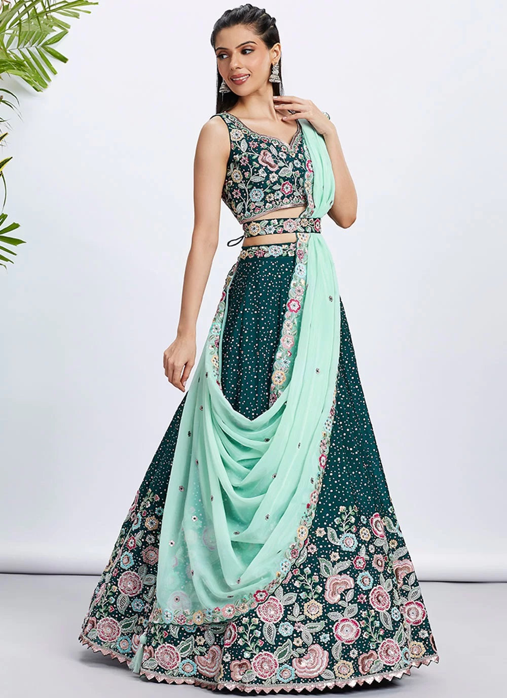 Bridal Sangeet Lehenga with Organza Dupatta