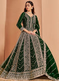 Embroidered Front & Back Green Georgette Anarkali