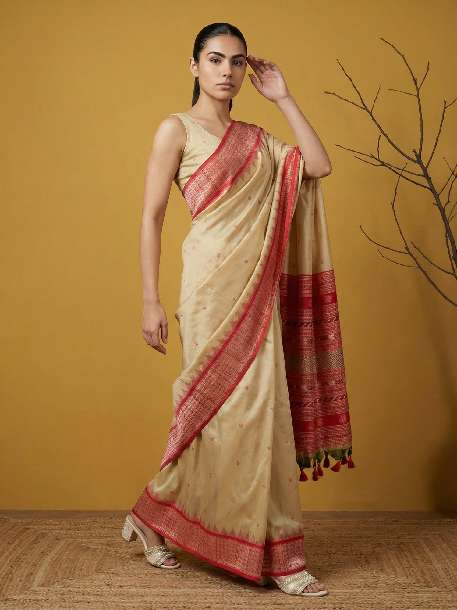 traditional red handloom saree perfect for weddings and celebrations