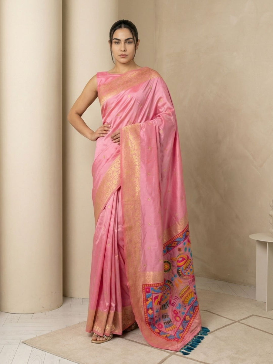 soft silk meenakari saree