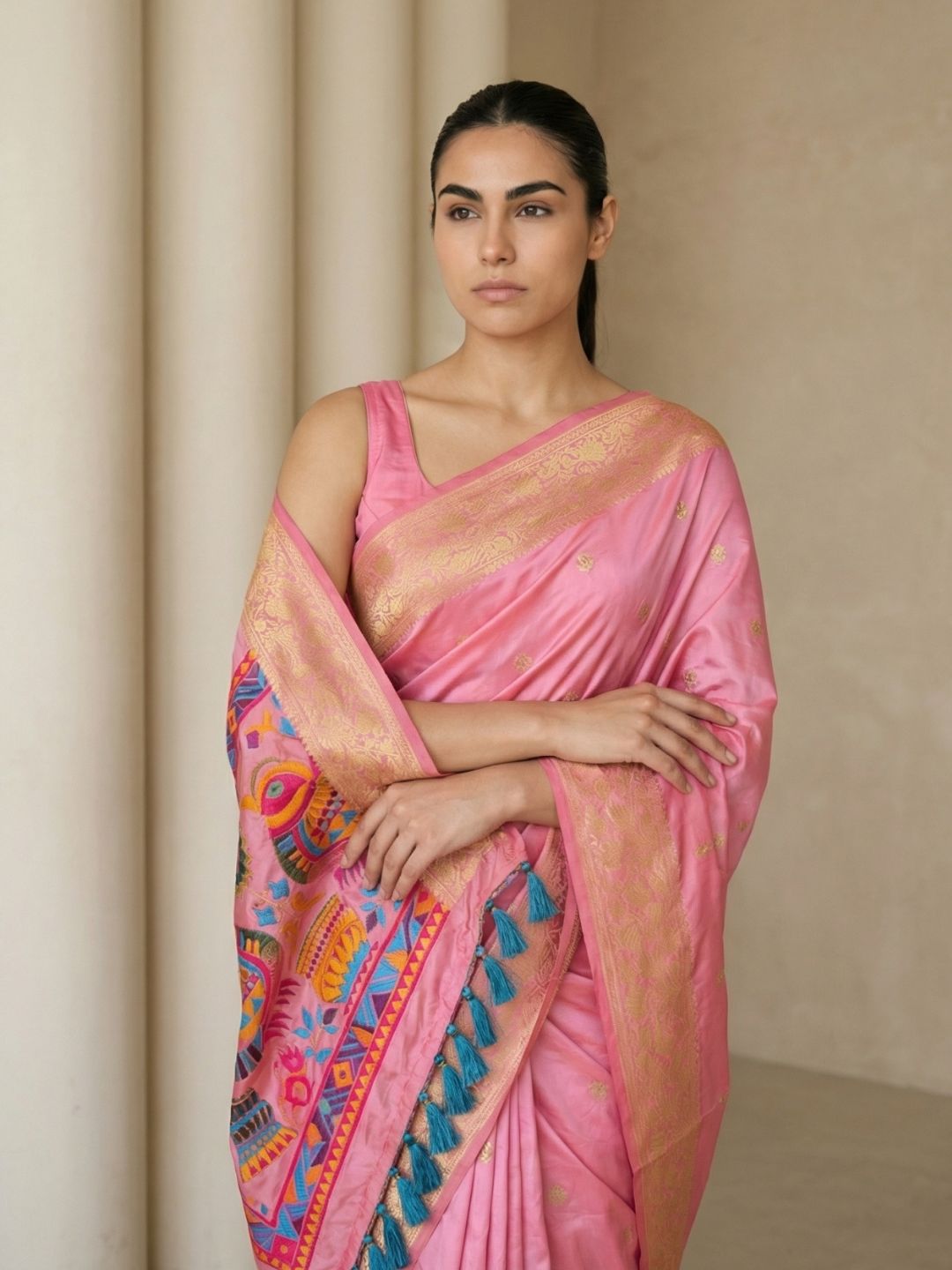 traditional meenakari silk saree