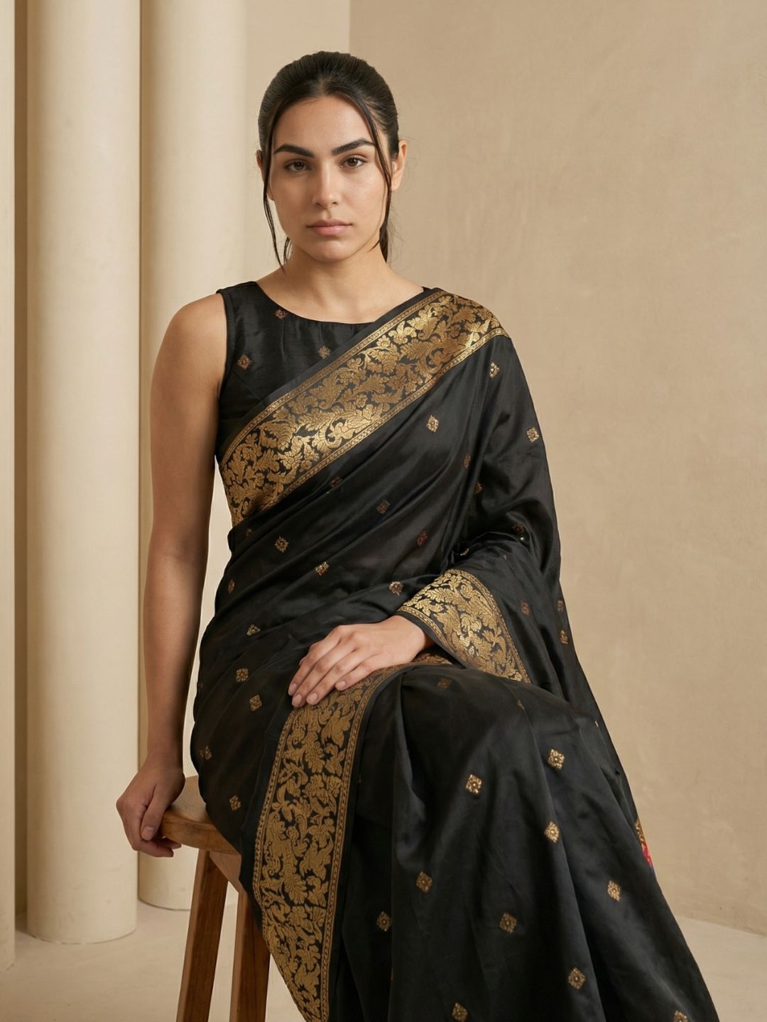traditional meenakari saree black
