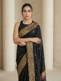 sparrow pallu black silk saree