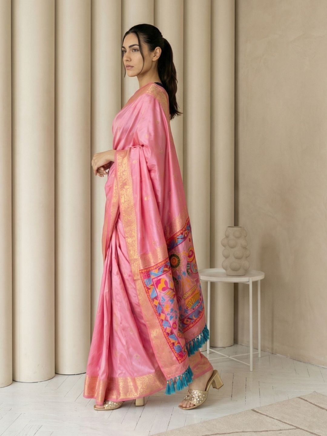 designer soft silk saree with border