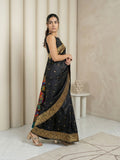 designer black silk saree with border