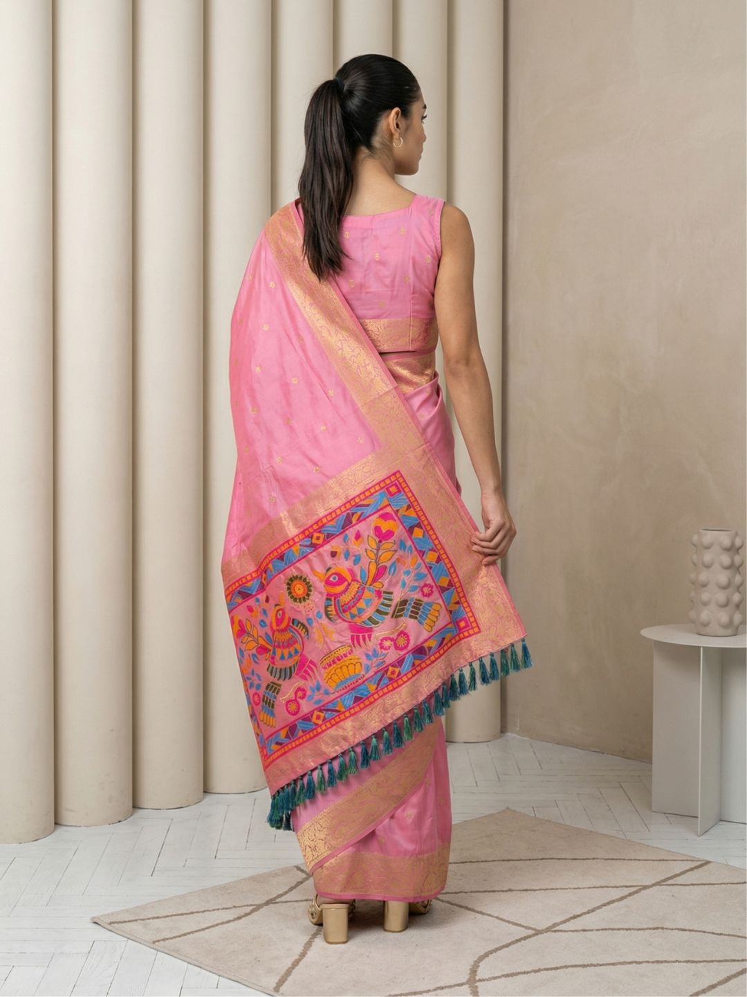 festive silk saree with zari work
