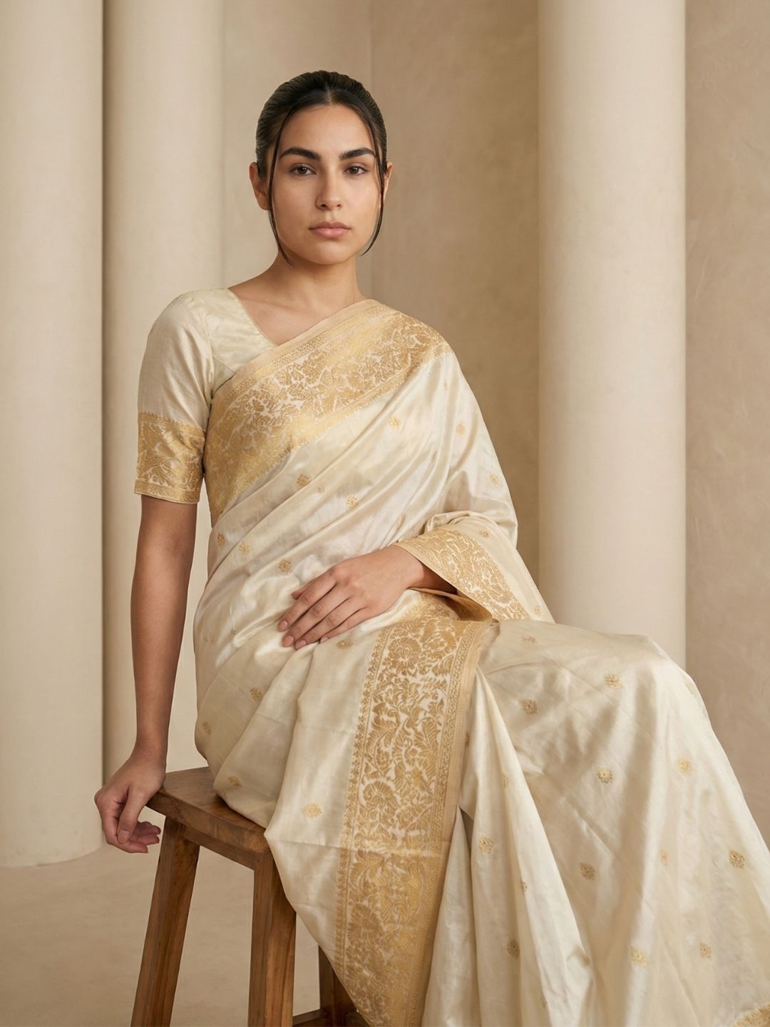 festive wear saree with fine zari weaving and graceful drape