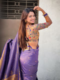 Violet Tissue Paithani Zari Woven Saree
