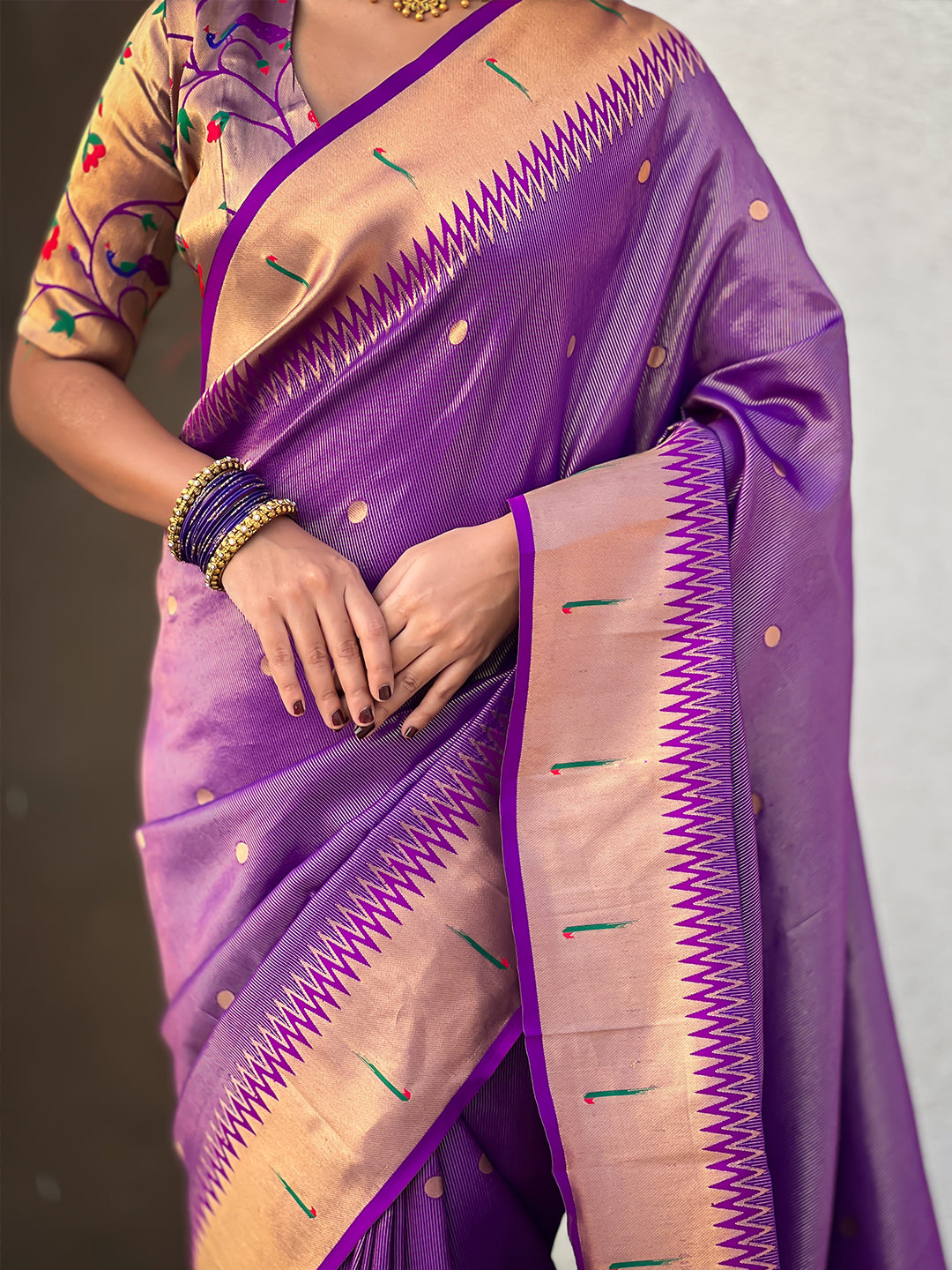 Purple Tissue Paithani Zari Woven Saree