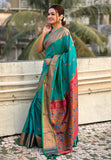 Sky Blue Zari Woven Nath Yeola Paithani Silk Saree