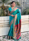 Sky Blue Zari Woven Nath Yeola Paithani Silk Saree