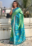 Pista Green Soft Silk Zari Woven Patola Saree with Contrast Weaves