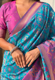 Sky Blue Soft Silk Zari Woven Patola Saree with Contrast Weaves