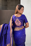 Violet Zari Woven Mahalaxmi God Paithani Silk Saree